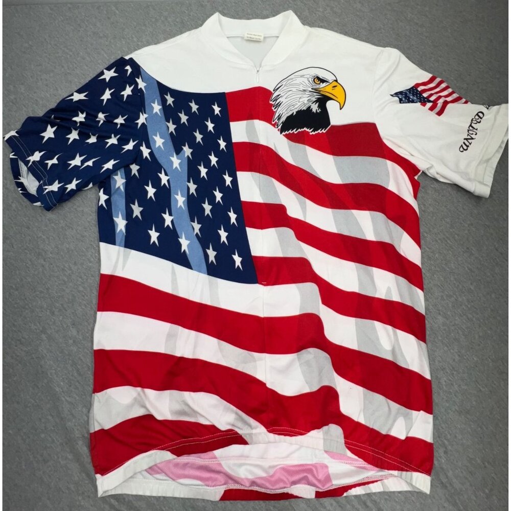 Aussie Cycling Jersey American Flag  XL Patriotic Bald Eagle Design Club‎ Cut